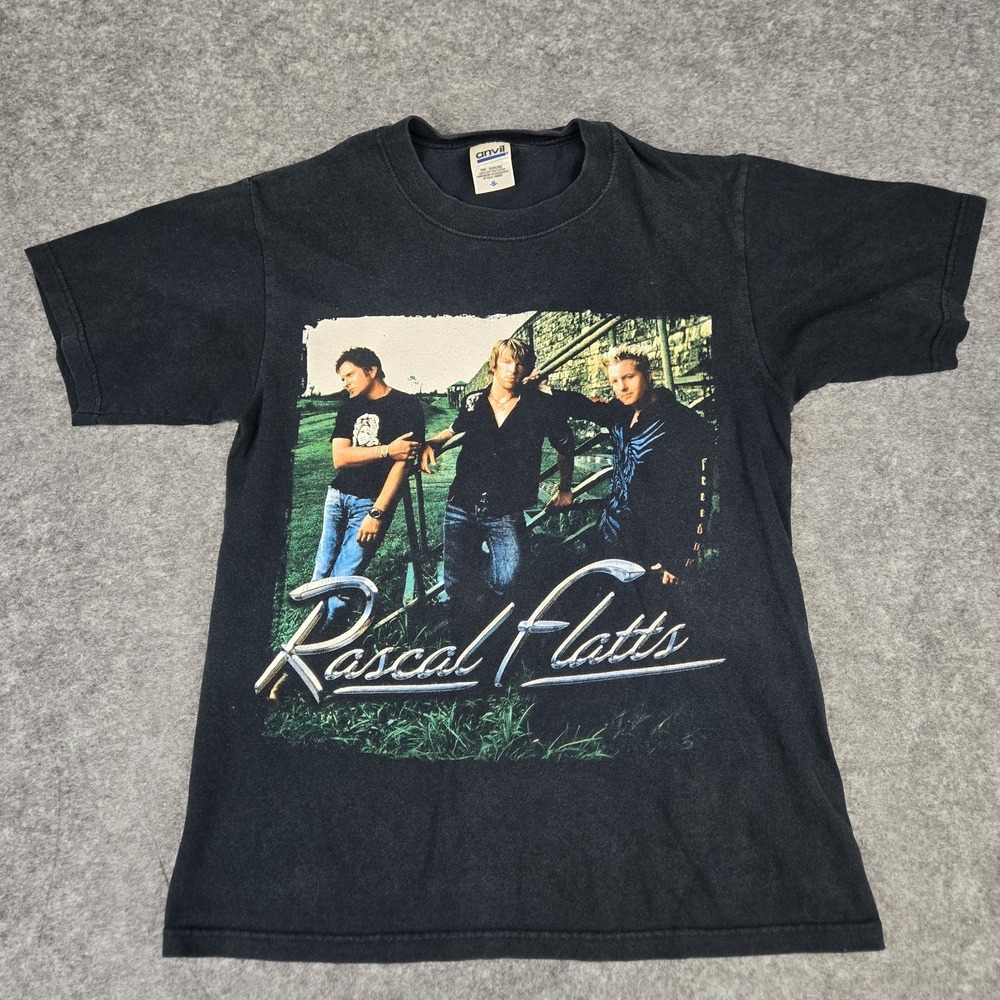 Vtg Graphic Band T-shirt Rascal Flatts Here's To‎ You Tour Black Small Anvil Tag